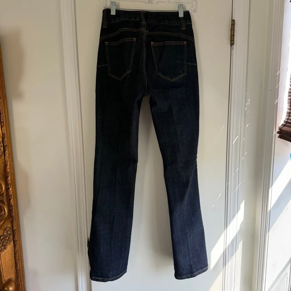 Boston Proper Womens Dark Wash Straight Leg Jeans Double Button Indigo Size 6